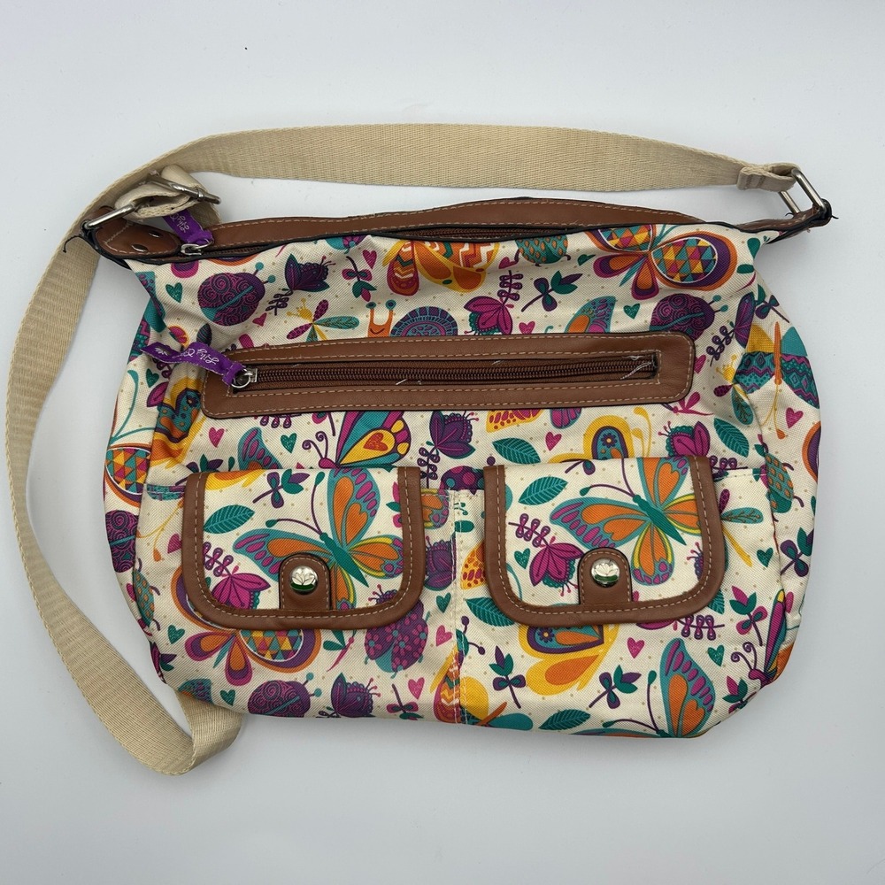 Lily Bloom Butterfly Boho Maggie Bag Purse Purple Whimsical Crossbody Fairy Eco